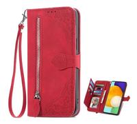 TIANYUE Custodia a Portafoglio per TCL 605/TCL 60 SE, PU Pelle Premium Portafoglio Custodia con Slot per schede, Cerniera Magnetica Flip Stand Cover per TCL 605/TCL 60 SE-Rosso