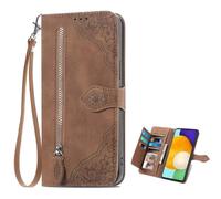 TIANYUE Custodia a Portafoglio per ZTE Blade A35E, PU Pelle Premium Portafoglio Custodia con Slot per schede, Cerniera Magnetica Flip Stand Cover per ZTE Blade A35E-Marrone
