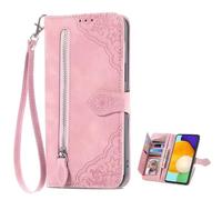 TIANYUE Custodia a Portafoglio per ZTE Blade A35E, PU Pelle Premium Portafoglio Custodia con Slot per schede, Cerniera Magnetica Flip Stand Cover per ZTE Blade A35E-Rosa