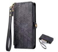 TIANYUE Custodia per Oukitel C59/C59 Pro, Custodia a Portafoglio con Cerniera Borsa a Motivi Geometrici, con Chiusura Magnetica Stand Cover Protettiva per Oukitel C59/C59 Pro-Nero