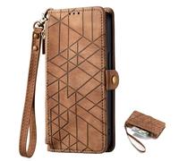 TIANYUE Custodia per Oukitel C59/C59 Pro, Custodia a Portafoglio con Cerniera Borsa a Motivi Geometrici, con Chiusura Magnetica Stand Cover Protettiva per Oukitel C59/C59 Pro-Marrone