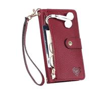 TIANYUE Custodia per Oukitel C59/C59 Pro, Custodia a portafoglio con cerniera, Cover con [Blocco RFID] [Titolari di carta] [TPU antiurto], Cover per Oukitel C59/C59 Pro-Rosso