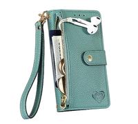 TIANYUE Custodia per Oukitel C59/C59 Pro, Custodia a portafoglio con cerniera, Cover con [Blocco RFID] [Titolari di carta] [TPU antiurto], Cover per Oukitel C59/C59 Pro-Verde