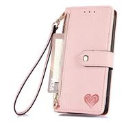 TIANYUE Custodia per Oukitel C59/C59 Pro, Custodia a portafoglio con cerniera, Cover con [Blocco RFID] [Titolari di carta] [TPU antiurto], Cover per Oukitel C59/C59 Pro-Rosa