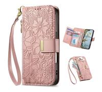TIANYUE Custodia per Oukitel C59/C59 Pro, PU Pelle Portafoglio Custodia con 6 slot per carte, Cerniera Magnetica Flip Stand Cover per Oukitel C59/C59 Pro-Rosa