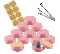 TIANZD 10 Pezzi 20 ml Rosa Barattoli di alluminio Scatola Alluminio a Vite Vasetti Rotondo per DIY Candele Cosmetico Caramella Gadget Balsamo Labbra con 12 Etichette e 3 Cucchiaio