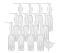 TIANZD 12 Pezzi 30 ml Trasparente Plastica Bottiglia Dispenser Vuoti, Rotondo Bottiglie con Pompa Bianco, Flaconi di Lozione in Ricaricabili, per Domestici per Doccia da Viaggio con Imbuto