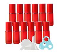 TIANZD 24 Pezzi 5ml Rotolo Rosso Opaco su Bottiglia a Rullo Flacone per Olio Essenziale in Vetro per Oli Essenziali Bottiglie in Vetro con 1x Apri, 1x Imbuto