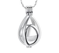TIANZXS Collana di urna a Goccia di Gioielli per cremazione per Ceneri con Ciondolo a Sfera Vuota con Ciondolo a Forma di Medaglione con Ciondolo a Forma di urna per Gioielli per Umani 3