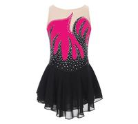 TiaoBug Abito da Pattinaggio Artistico Bambina Vestito da Balletto Leotard Vestito Pattinato Ballerina Pattinatrice Ragazza Body Danza Classica Allenamento 4-14 Anni Rosa caldo J 11-12 anni