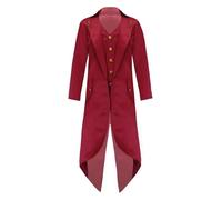 TiaoBug Blazer Bambini Ragazzi Ragazze Elegante Giacca da Frac Medievale Costumi Steampunk Rinascimentali Giacca Smoking Tuxedo Vampiro Vittoriano Cappotti Bavero Classico Rosso 13-14 Anni