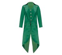 TiaoBug Blazer Bambini Ragazzi Ragazze Elegante Giacca da Frac Medievale Costumi Steampunk Rinascimentali Giacca Smoking Tuxedo Vampiro Vittoriano Cappotti Bavero Classico Verde Scuro 9-10 Anni