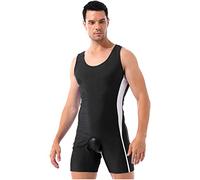 TiaoBug Body Uomo Sport Bodybuiding Singlet Wrestling Triathlon Bodysuit Jumpsuit Body Shaper Tuta Intera Dimagrante Body da Ginnastica Canottiera Slim Fit Palestra Nero L