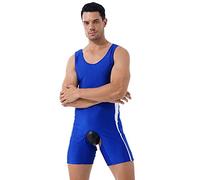 TiaoBug Body Uomo Sport Bodybuiding Singlet Wrestling Triathlon Bodysuit Jumpsuit Body Shaper Tuta Intera Dimagrante Body da Ginnastica Canottiera Slim Fit Palestra Blu XXL