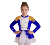 TiaoBug Costume da Domatrice per Bambina Costume Presentatore del Circo Vestito Balletto Danza Ballerina Leotards da Maestro del Circo Costume Carnevale Halloween Natale Blu reale 7-8 anni