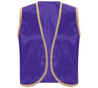 TiaoBug Costume Principe d' Arabia Uomo Gilet Aperto sul Davanti Waistcoat Costume Carnevale Halloween Gilet Uomo Giochi di Ruolo Costume da Genio Abito Travestimento Viola scuro 3XL