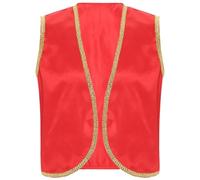 TiaoBug Costume Principe d' Arabia Uomo Gilet Aperto sul Davanti Waistcoat Costume Carnevale Halloween Gilet Uomo Giochi di Ruolo Costume da Genio Abito Travestimento Borgogna XL