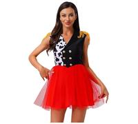 TiaoBug Costume Ringmaster Donna Vestito Tutu Showman Uniforme Domatrice Circo Abito da Maestro di Circo con Nappe Frange Costume Carnevale Halloween Feste in Maschera