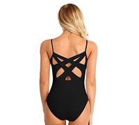TiaoBug Donne Leotard Ragazza Body da Ballo Vestito da Balletto Danza Classica Donna Senza Manica Dancewear Artistica Ginnastica Allenamento Ginnico Aderente Elegante Nero L