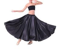 TiaoBug Gonna Flamenco Gonna Bambina Gonne Grande Swing Abito da Ballerino per Corrida Spagnola Tinta Unita Gonne Danza del Ventre Tango Rumba Salsa Latino Skirt Dancewear Nero 7-8 Anni