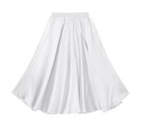 TiaoBug Gonna Flamenco Gonna Bambina Gonne Grande Swing Abito da Ballerino per Corrida Spagnola Tinta Unita Gonne Danza del Ventre Tango Rumba Salsa Latino Skirt Dancewear Bianco 11-12 Anni
