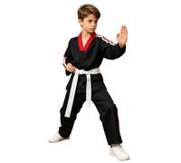 TiaoBug Kimono Karate Bambino e Ragazzo Vestito Taekwondo Arti Marziali MMA Uniforme da Combattimento Scollo a V Giacca con Cintura + Pantaloni Costume Competizione Nero 7-8 anni