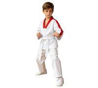 TiaoBug Kimono Karate Bambino e Ragazzo Vestito Taekwondo Arti Marziali MMA Uniforme da Combattimento Scollo a V Giacca con Cintura + Pantaloni Costume Competizione Bianco 7-8 anni