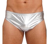 TiaoBug Mutande Perizoma Uomo Lucido Tanga Thong Wetlook Lingerie G-String Jockatrap Boxershorts in Pelle Verniciata Slip Maschile Biancheria Intima Costume da Bagno, L-3XL Argento L