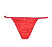 TiaoBug Perizoma Donna Sexy Hot per Sesso Aperto Push Up Lingerie in Satin Tanga in Raso Mutande Vita Bassa Elastico G-String T-Back Bikini Briefs Micro Slip Rosso M