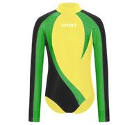 TiaoBug Ragazzo Ginnastica Leotards Camicia Body da Ballo Latino Americano Tango Body Danza Classica Moderna Standard Valzer Manica Lunga Jumpsuit Sportiva da Allenamento Giallo verde 5-6 anni