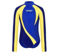 TiaoBug Ragazzo Ginnastica Leotards Camicia Body da Ballo Latino Americano Tango Body Danza Classica Moderna Standard Valzer Manica Lunga Jumpsuit Sportiva da Allenamento Blu reale 7-8 anni