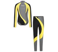 TiaoBug Ragazzo Ginnastica Leotards con Leggings Camicia Body da Ballo Latino Americano Tango Body Danza Classica Moderna Standard Valzer Manica Lunga Jumpsuit Sportiva Grigio 5-6 anni