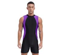 TiaoBug Rash Guard Uomo Senza Maniche Costume da Bagno Intero Muta da Immersione Snorkeling e Nuoto Jumpsuit Tuta da Triathlon Rashguard Mare Surf Wetsuit Swimwear Viola XXL