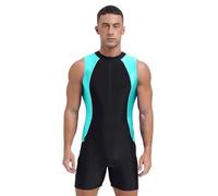 TiaoBug Rash Guard Uomo Senza Maniche Costume da Bagno Intero Muta da Immersione Snorkeling e Nuoto Jumpsuit Tuta da Triathlon Rashguard Mare Surf Wetsuit Swimwear Menta verde XXL