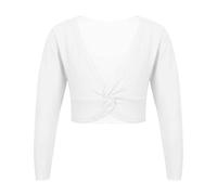 TiaoBug Top da Balletto Ginnastica Bambina Vestito da Ballerina Maglioncino da Danza Classica Allenamento Scaldacuore da Ragazza Bolero Autunno Estivo 12 Mesi-14 Anni Bianco D 6-10 Anni