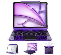 Tiaota Custodia trasparente con tastiera per iPad Air 13" (M4/M3/M2, 2026/2025/2024) e 12.9 Pro (3/4/5/6th), tastiera iPad girevole a 360°+180°, display LCD, portapenne, retroilluminazione a 7 colori