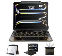 Tiaota Custodia trasparente con tastiera per iPad Pro 33 cm M5/M4, iPad Pro 33 cm 2025/2024, custodia per tastiera wireless, retroilluminazione a 7 colori, rotazione a 360°, trackpad multi-touch, slot