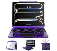 Tiaota Custodia trasparente con tastiera per iPad Pro 33 cm M5/M4, iPad Pro 33 cm 2025/2024, custodia per tastiera wireless, retroilluminazione a 7 colori, rotazione a 360°, trackpad multi-touch, slot