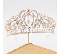 Tiara barocca corona a forma di cuore in cristallo per copricapo sposa per la
