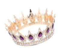 Tiara Barocca da Sposa Cristalli, Corona Porpora per Costume | Lega e Pietre Decorative, Forma a Goccia Fit Sicuro, per Teatro, Festa in Maschera e Chignon