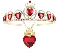 Tiara con collana a cuore rosso reale per Matrimonio Ballo