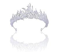 Tiara - Corona da donna irregolare bianca a forma di ramo con perle, accessorio per capelli con strass di cristallo, accessorio per capelli per la sposa, damigella d'onore, adjustable, Strass, Nessuna