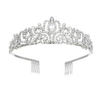 Tiara - Corona di cristallo con pettine di strass, argento e strass, per matrimonio, da sposa, da donna, elegante corwn reale, per compleanno, matrimonio, ballo, rapunzel, costume da donna