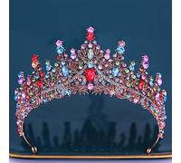 Tiara corona di gioielli per capelli per donne barocche multicolore cristallo corona di tiara per donne feste matrimoniale Vintage hot nuziale sposa rosa accessori per capelli corona di strass