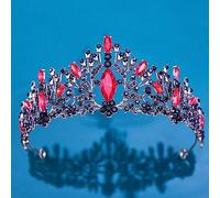 Tiara corona di gioielli per capelli per donne barocche Vintage Nero Sky Blue Crystal Crown Crown For Women Wedding Party Bridal Bridal Rhinestone Crown Capelli Accessori per capelli (colore: rosso