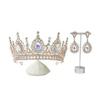 Tiara corona di gioielli per capelli per donne esportazione estero esporta sposa orecchino corona set principessa Aisha corona blu corona elegante panoramica peli di capelli, imitazione rodio