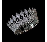 Tiara corona di gioielli per capelli per donne Luxury Round Bride Crown Zircronia Big Tiara Wedding Hair Accessorio Crowns Crowns Diadem for Women Accessori per matrimoni per le donne Colore: