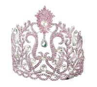 Tiara corona di gioielli per capelli per donne Tiara da sposa cristallina barocca corona con pettini di rinestone con page di diadema colpi principessa Accessori per capelli da sposa -blue, oro