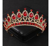Tiara corona di gioielli per capelli per donne Tiara di cristallo rosso barocco e corone Prom Rhinestone Bridal Diadem Crown Taira per donne Accessori per capelli per matrimoni Croona di gioielli