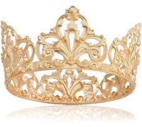 Tiara corona di gioielli per capelli per donne Vintage Royal King Crown for Uomo Full Round Big Gold Tiaras and Crowns Prom Party Costume Accessori per capelli Prince per capelli (colore: colore oro)
